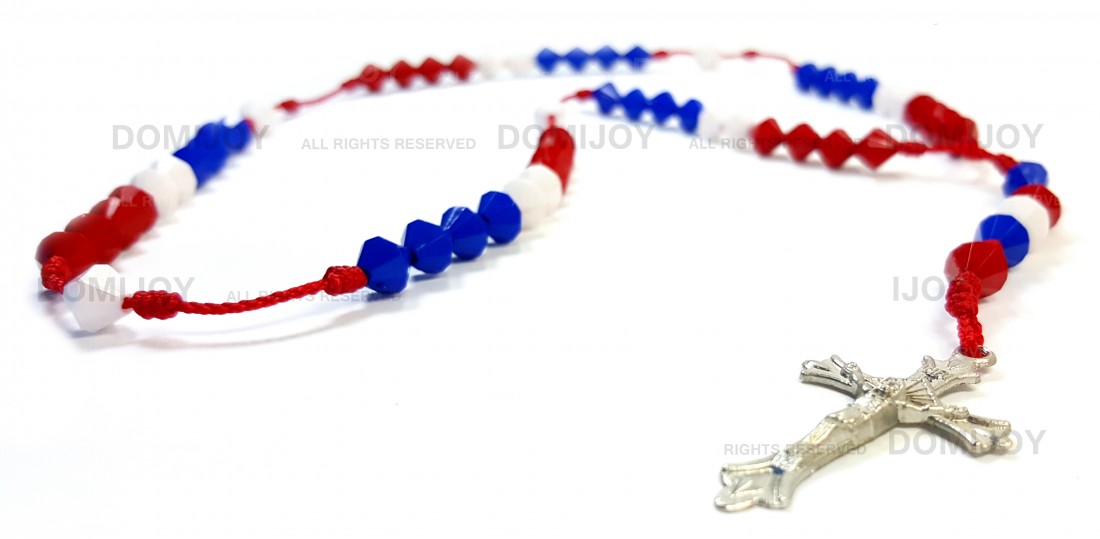 Dominican Red Blue White Crucifix Cross Rosary
